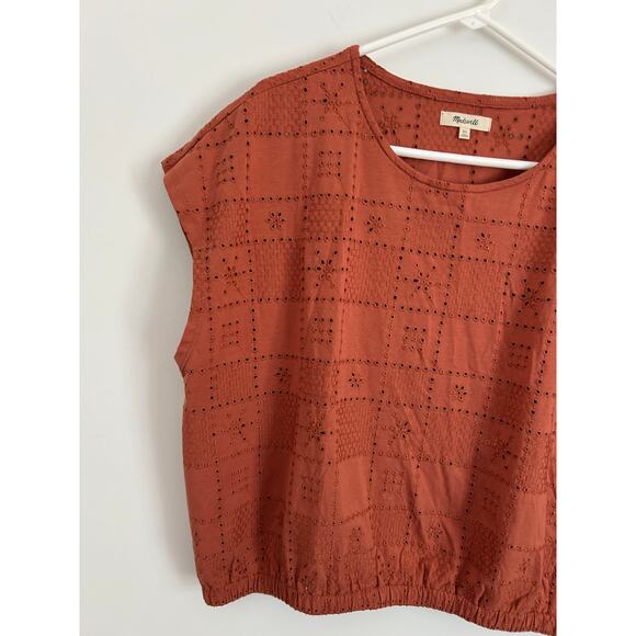 Madewell Women's Per Se Eyelet Top - Orange - Size XL - Picture 4 of 7